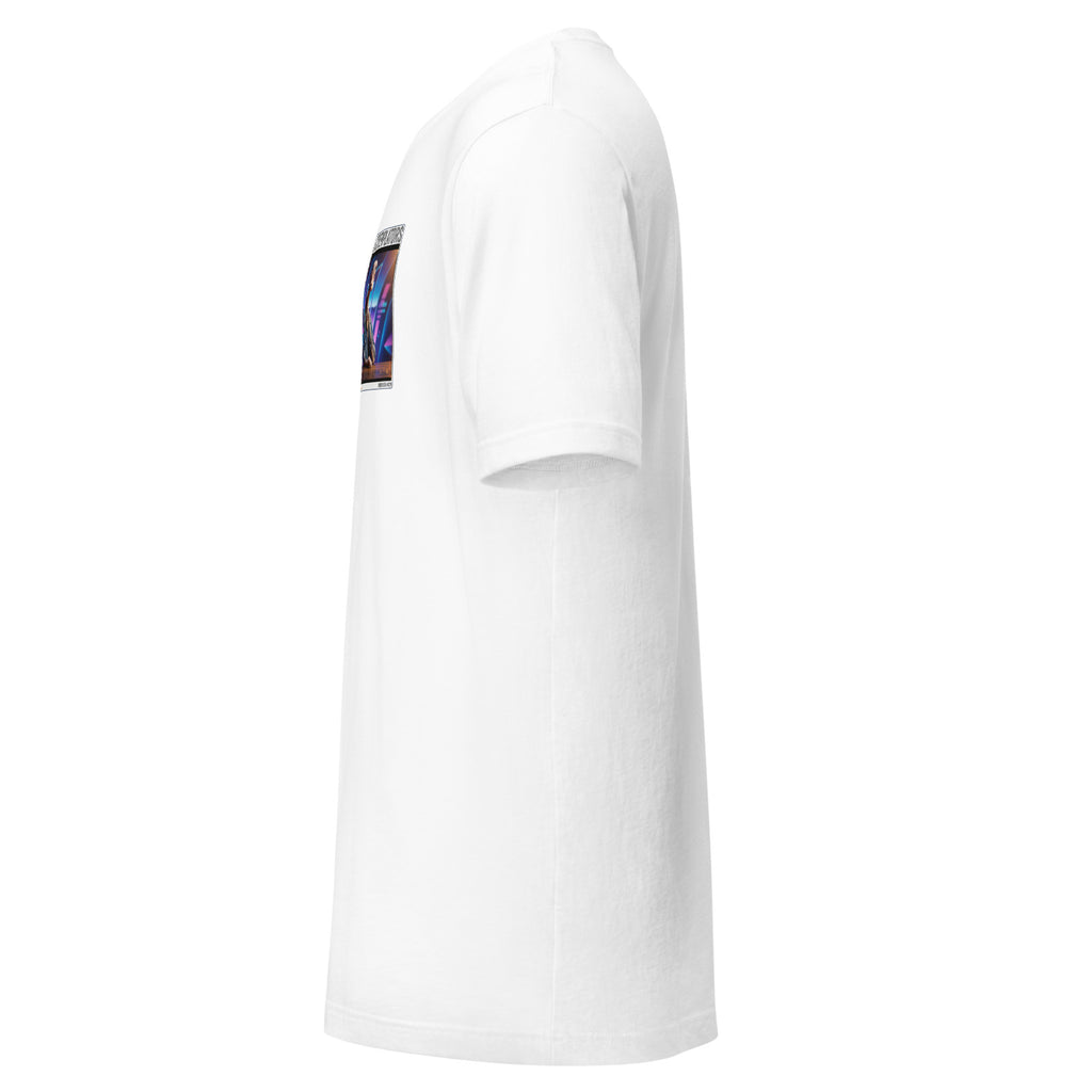 Camiseta Esencial · Blanco · lateral izquierdo — Acid, Contemplator #029