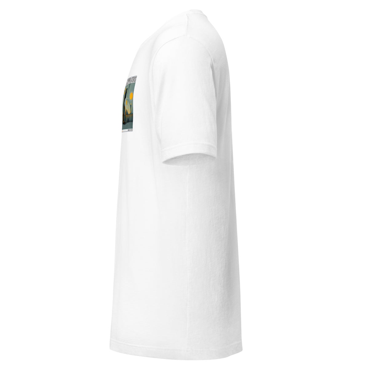 Camiseta Esencial · Blanco · lateral izquierdo — Lucien, Contemplator #038