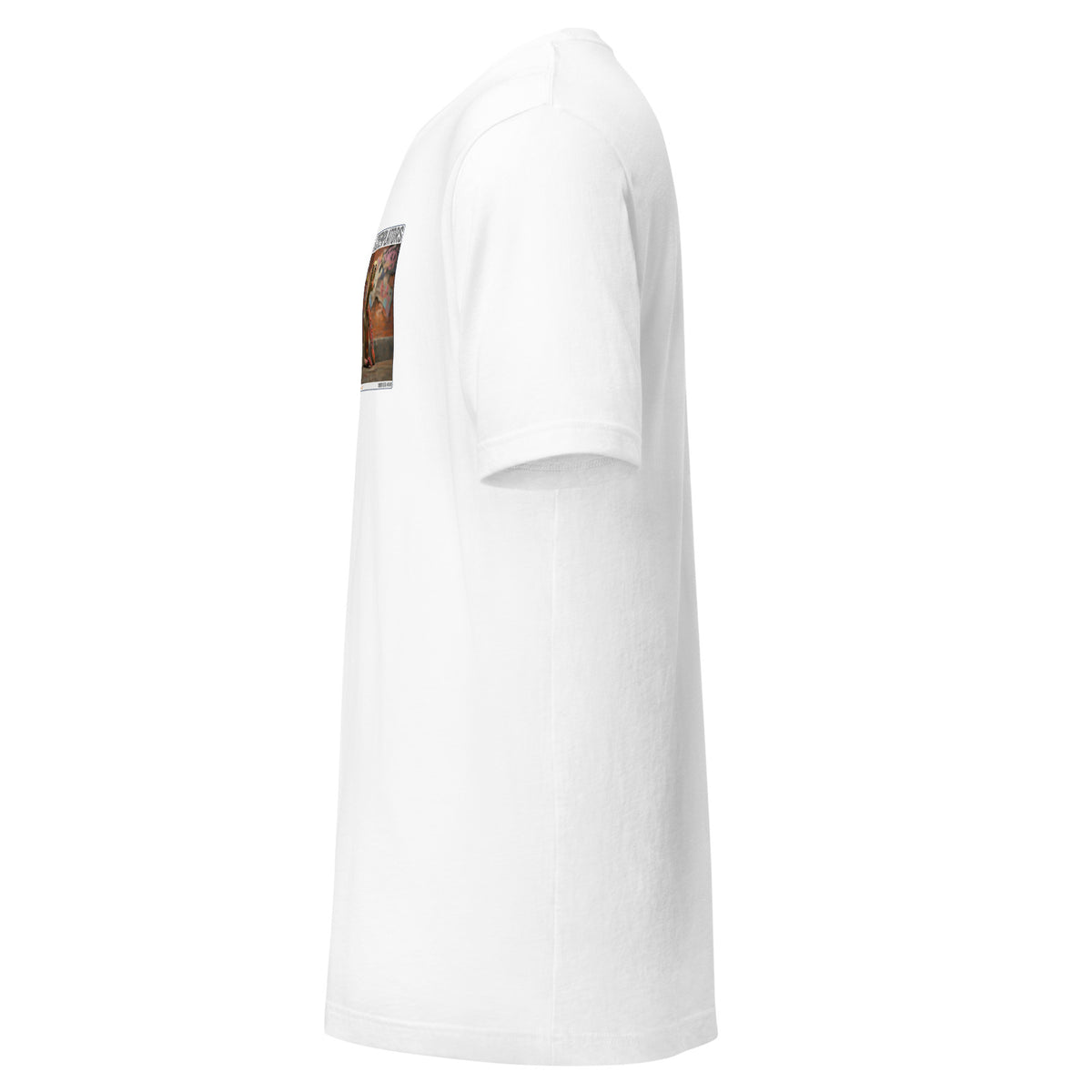 Camiseta Esencial · Blanco · lateral izquierdo — Pancho, Contemplator #049